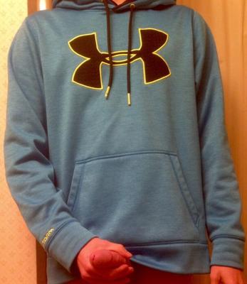 Gay teen jerks off in Under Armour fleece hoodie