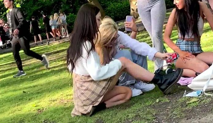 Candid Slut #: Dumb teen chav SLAG upskirted wearing a thong