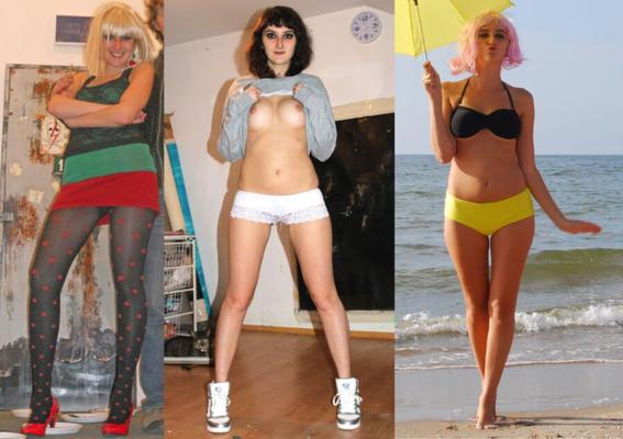 Polish girl Himlothka dressed undressed, before after