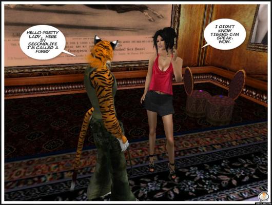 Secondlife Cassi trifft einen sprechenden Tiger