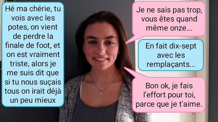 French caption (francais) une copine dévoue pour sucer