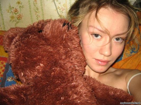 Hot teen girl striptease with plush teddy bear