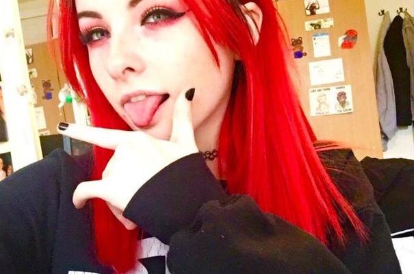 Emo Cutie Shows Off Her Tongue