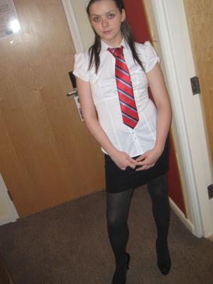 Hot amateur teen in schooluniform and pantyhose