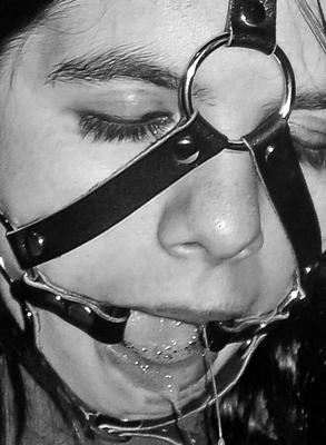 Black & white headharness & ballgag headshots