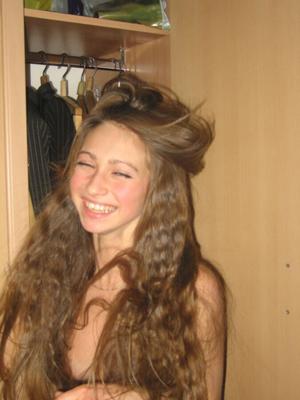 Girl with nice long hair having fun