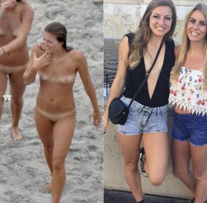 Friends nude at the beach