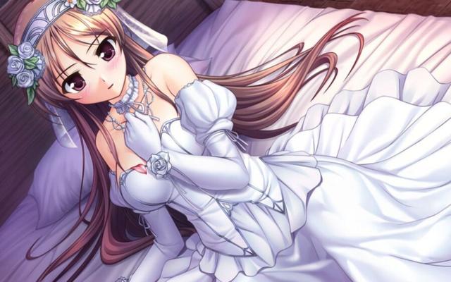 Garotas de anime em vestidos de noiva