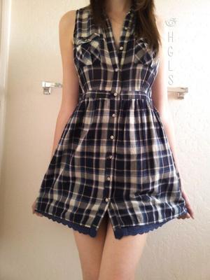 plaid button-up dress