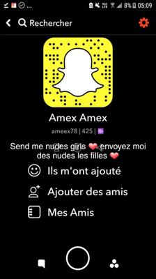 Mon Snap pour les filles envoie des nus