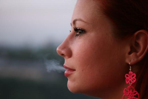 Redhead babe posing for two strangers