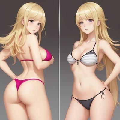 Garotas de anime de biquíni loiro